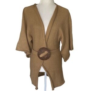 Pure & Co. Tan Belted Kimono Sleeve Cardigan - XS
